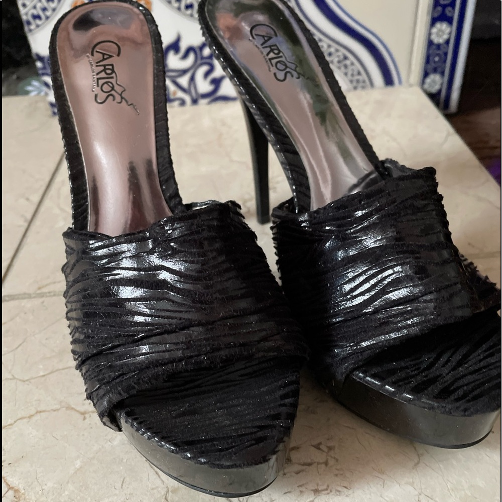 Carlos by Carlos Santana sexy black peep toe, high heel slipper 6.5 Medium